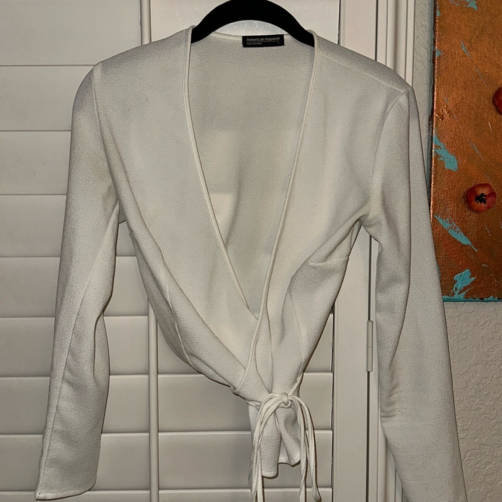 American Apparel White Tie Top